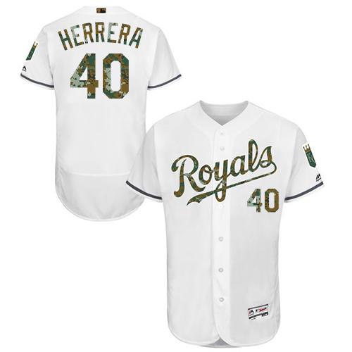 Royals #40 Kelvin Herrera White Flexbase Authentic Collection Memorial Day Stitched MLB Jersey - Click Image to Close